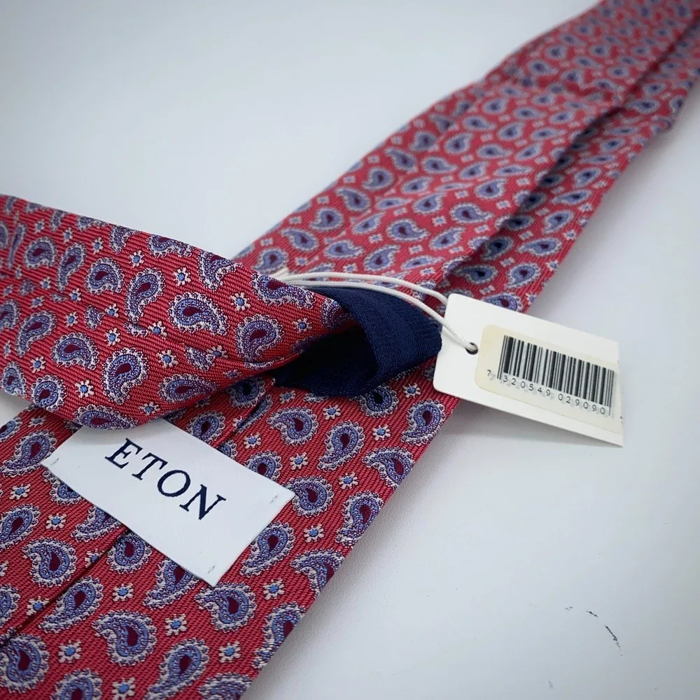 Eton Tie Mens One Size Colorful Paisley Silk Classic Necktie England‎ Made